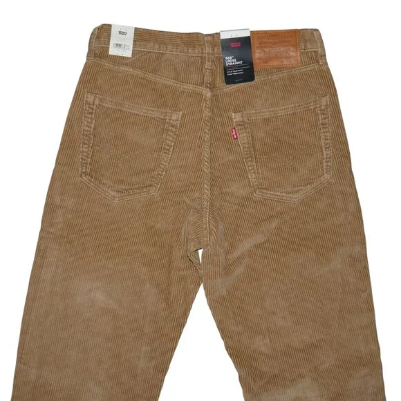 Levis Premium 568 Loose Fit Corduroy Jean Pants Mens 30x32 Beige/Brown NWT